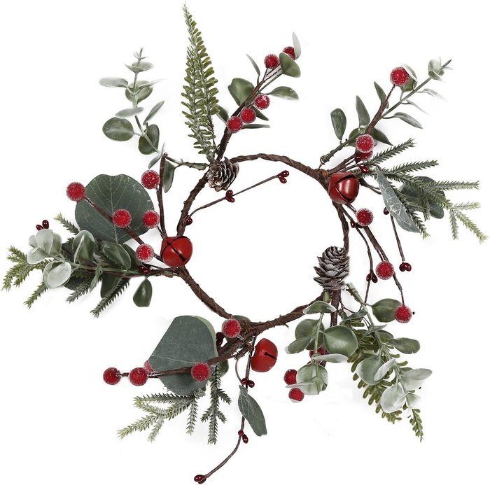 The Range | Red Berry with Bells Candle Ring - Green Red Berry with Bells Candle Ring - Green