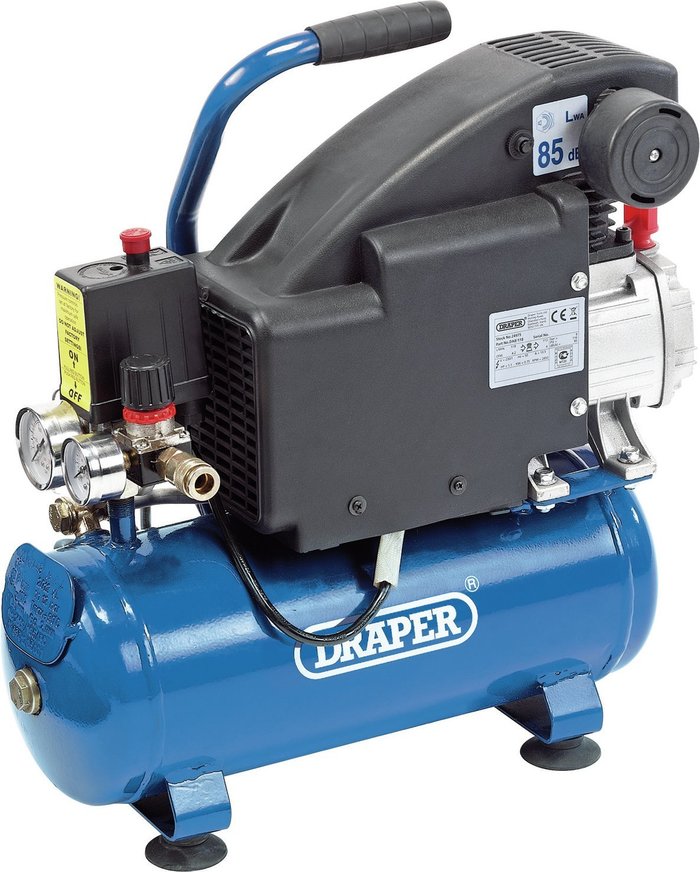 The Range | Draper Draper 8L Oil Compressor - Blue Draper Draper 8L Oil Compressor - Blue