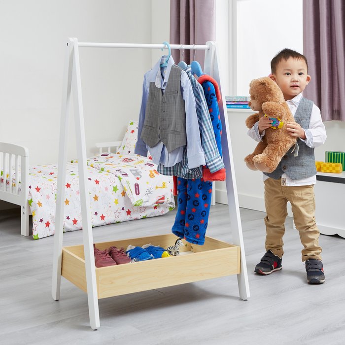 The Range | Liberty House Toys Children's Dressing Rail - White and Pine Liberty House Toys Children's Dressing Rail - White and Pine