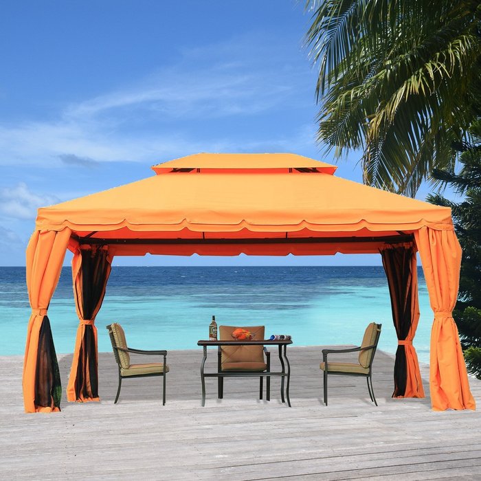 The Range | Outsunny Gazebo Canopy Garden Shelter - Orange Outsunny Gazebo Canopy Garden Shelter - Orange