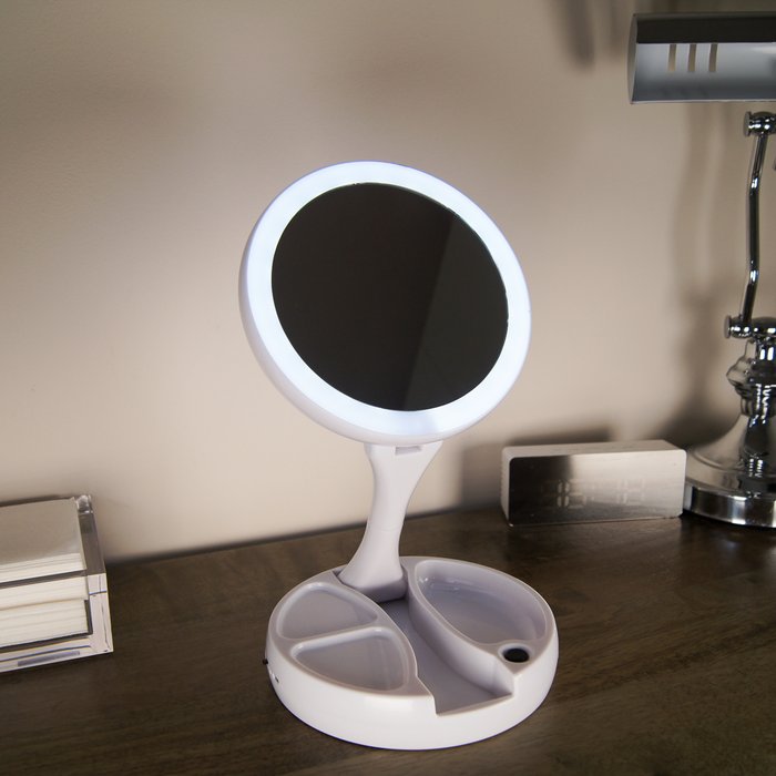 The Range | Lifemax Foldaway Lighted Mirror - White Lifemax Foldaway Lighted Mirror - White