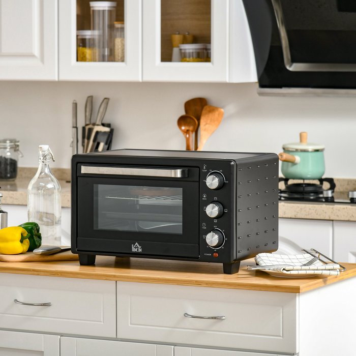 The Range | HOMCOM Mini Electric Oven 21L Countertop with Adjustable Temperature Timer - Black HOMCOM Mini Electric Oven 21L Countertop with Adjustable Temperature Timer - Black