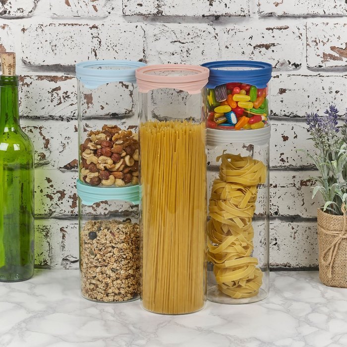 The Range | Homiu Homiu 5 Piece Glass Container Set With Silicone Lids Homiu Homiu 5 Piece Glass Container Set With Silicone Lids
