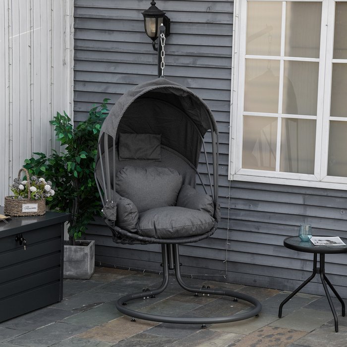 The Range | Outsunny Hanging Egg Chair with Stand - Grey Outsunny Hanging Egg Chair with Stand - Grey