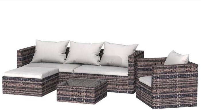 The Range | 5 Seat Rattan Modular Corner Garden Sofa Set - Brown 5 Seat Rattan Modular Corner Garden Sofa Set - Brown