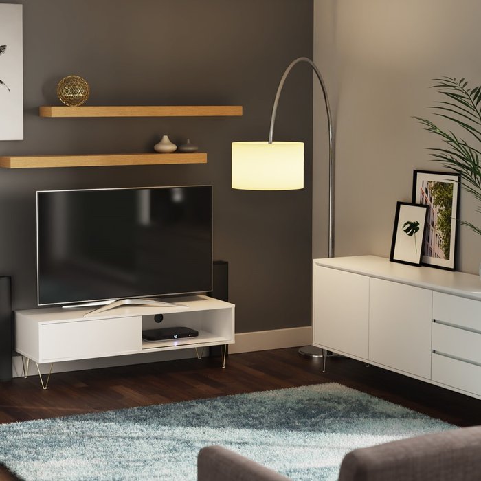 The Range | Timber Art Design UK TV Cabinet Sliding Door - White - White Timber Art Design UK TV Cabinet Sliding Door - White - White