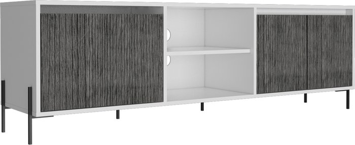 The Range | Core Products Ltd Dallas ultra wide TV unit with 2 doors and drawer - White and carbon grey Core Products Ltd Dallas ultra wide TV unit with 2 doors and drawer - White and carbon grey
