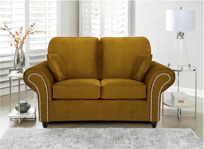 The Range | Simply Eleganza Oakana Luxury Plush Velvet 2 Seater Sofa - Gold Simply Eleganza Oakana Luxury Plush Velvet 2 Seater Sofa - Gold