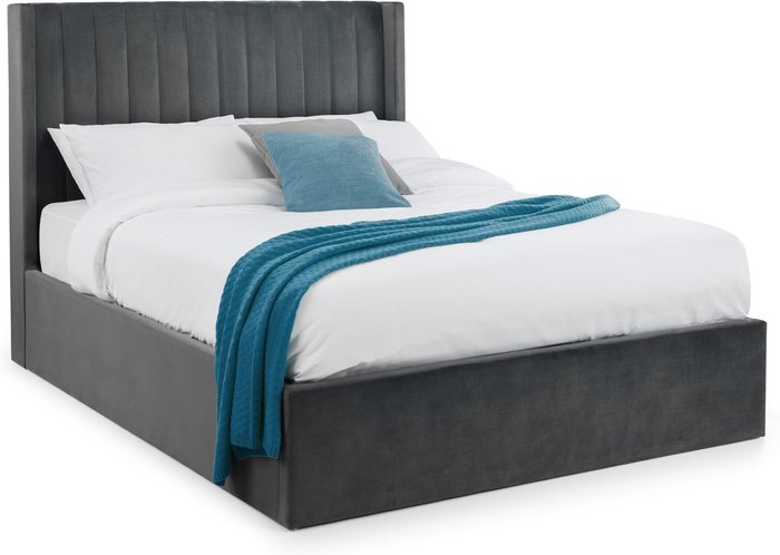 The Range | Julian Bowen Langham Scalloped Headboard Storage Superking Bed - Grey - Grey Julian Bowen Langham Scalloped Headboard Storage Superking Bed - Grey - Grey