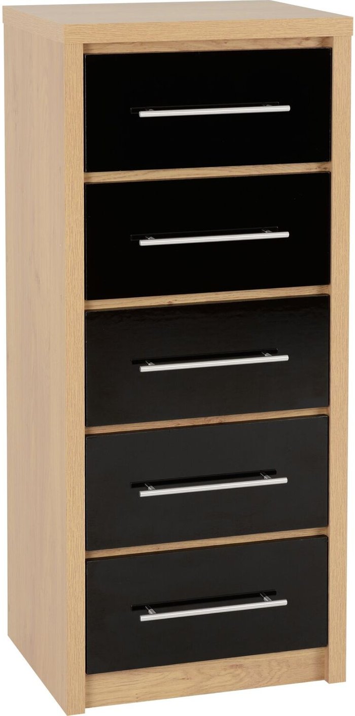 The Range | Seconique Seville 5 Drawer Narrow Chest - Black Seconique Seville 5 Drawer Narrow Chest - Black