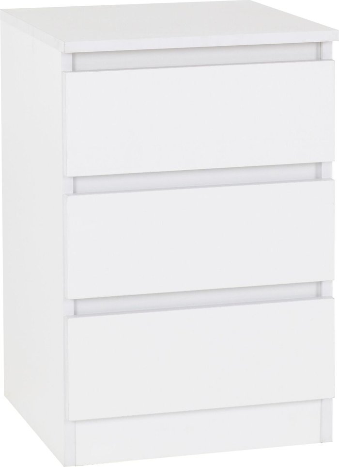 The Range | Seconique Set of 2 Malvern 3 Drawer Bedside - White Seconique Set of 2 Malvern 3 Drawer Bedside - White