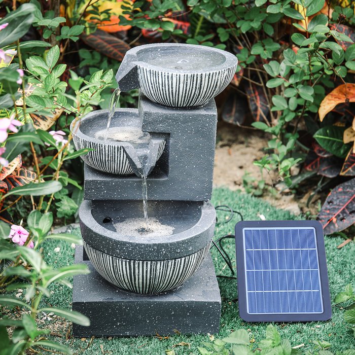 The Range | Livingandhome Solar Panel LED Light Water Feature Pump Fountain Waterfall Decor - Grey / 46.5cm / 28cm Livingandhome Solar Panel LED Light Water Feature Pump Fountain Waterfall Decor - Grey / 46.5cm / 28cm