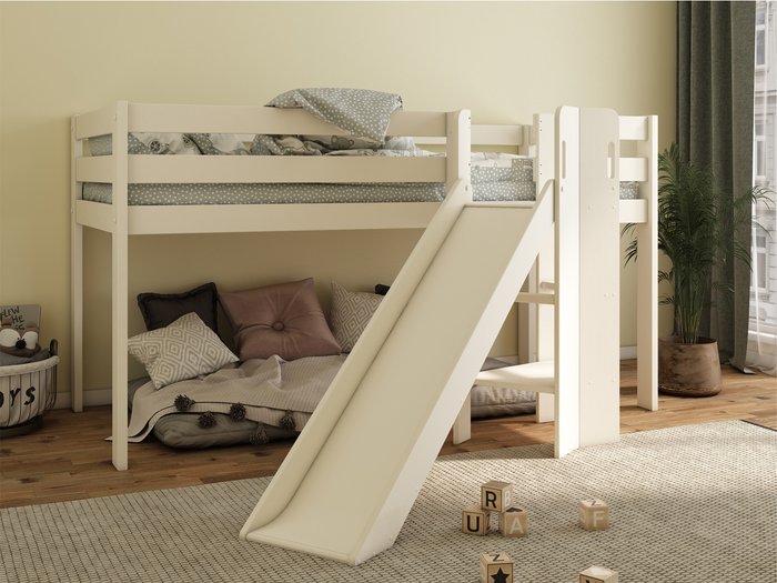 The Range | Noomi Sofie Slide Mid Sleeper Bed White - White Noomi Sofie Slide Mid Sleeper Bed White - White