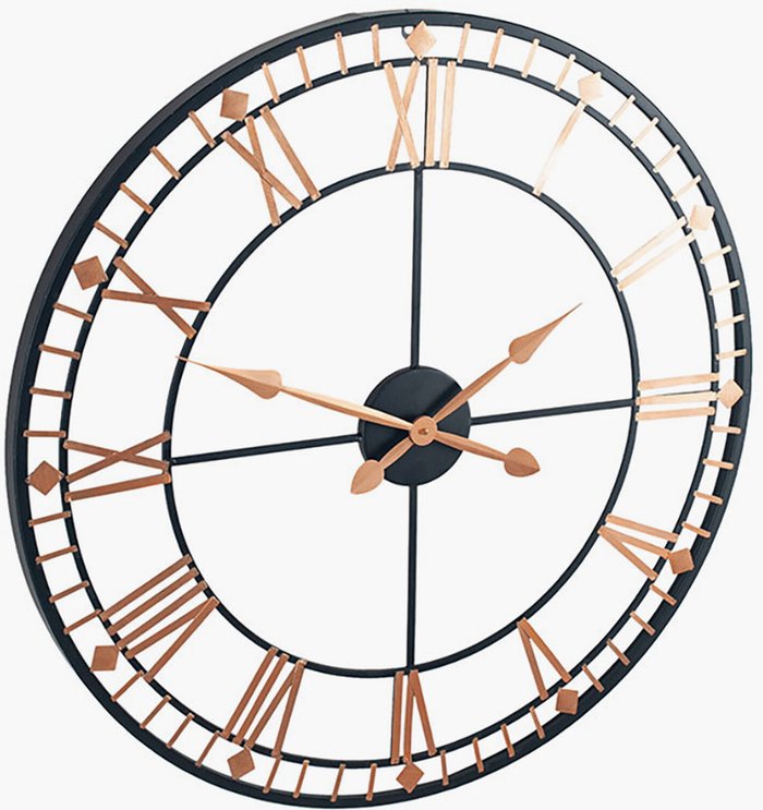 The Range | Celestial Celestial Black and Rose Gold Metal Round Wall Clock Celestial Celestial Black and Rose Gold Metal Round Wall Clock