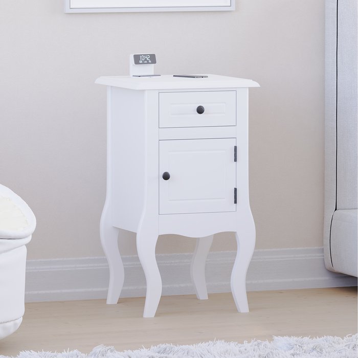 The Range | Lassic Nishano 1 Drawer 1 Door Bedside Cabinet, White - White Lassic Nishano 1 Drawer 1 Door Bedside Cabinet, White - White