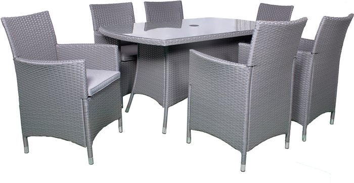 The Range | Royalcraft Royalcraft Nevada 6 Seater KD Rectangular Dining Set - Grey Royalcraft Royalcraft Nevada 6 Seater KD Rectangular Dining Set - Grey