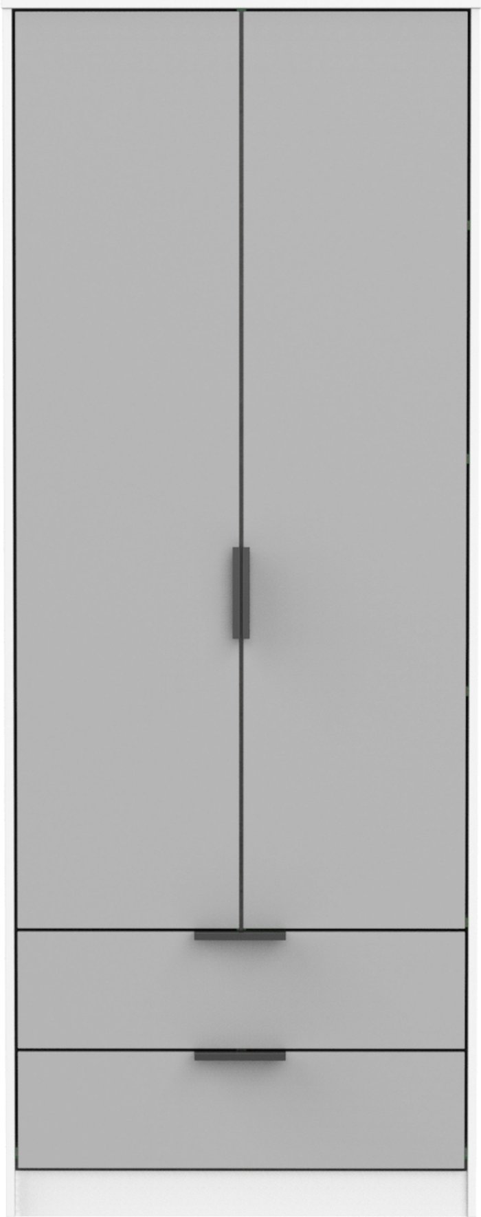 The Range | Hong Kong Ready Assembled Tall 2 Drawer Wardrobe - Grey Matt & White Matt / Smooth Matt Hong Kong Ready Assembled Tall 2 Drawer Wardrobe - Grey Matt & White Matt / Smooth Matt