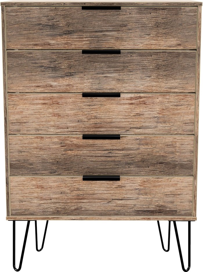 The Range | Hong Kong Ready Assembled 5 Drawer Chest - Vintage Oak Hong Kong Ready Assembled 5 Drawer Chest - Vintage Oak