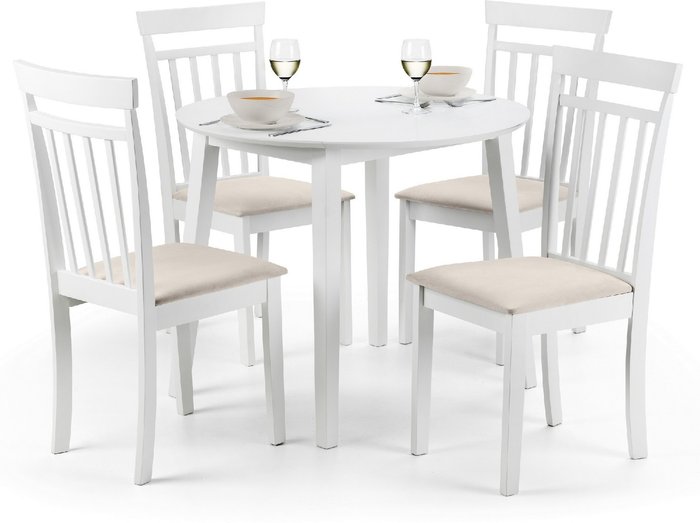 The Range | Julian Bowen Coast White Dropleaf Table and Chairs Set - White / 1 Table and 4 Chairs Julian Bowen Coast White Dropleaf Table and Chairs Set - White / 1 Table and 4 Chairs