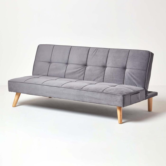 The Range | Homescapes Bower Velvet Large 3 Seater Sofa Bed - Dark Grey Homescapes Bower Velvet Large 3 Seater Sofa Bed - Dark Grey