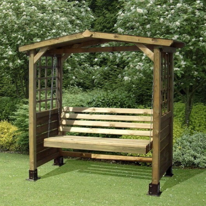 The Range | Pantheon Poseidon Swing Seat Arbour - Brown Pantheon Poseidon Swing Seat Arbour - Brown