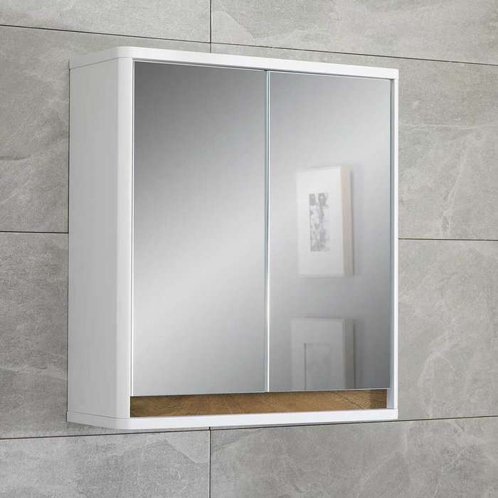 The Range | Prime Curved Edge Bathroom Mirror Cabinet with Interchangeable Colour Panels - White Prime Curved Edge Bathroom Mirror Cabinet with Interchangeable Colour Panels - White