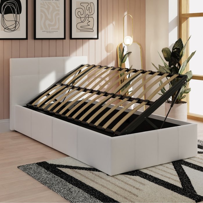 The Range | GFW Side Lift Ottoman Bed - White / Single GFW Side Lift Ottoman Bed - White / Single