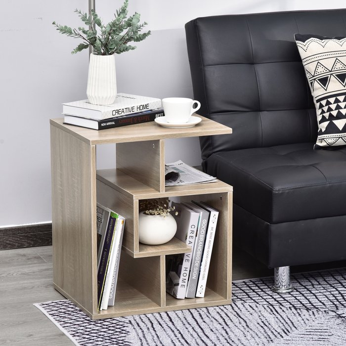 The Range | HOMCOM 3 Tier Side End Table with Open Shelf Storage - Oak colour HOMCOM 3 Tier Side End Table with Open Shelf Storage - Oak colour