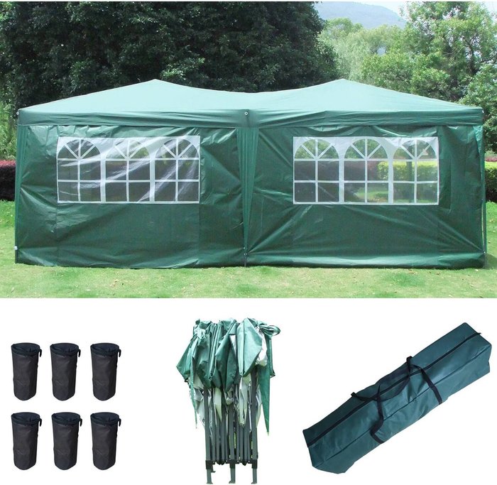 The Range | BIRCHTREE BIRCHTREE 3x6m Pop Up Gazebo PUG06 - Green BIRCHTREE BIRCHTREE 3x6m Pop Up Gazebo PUG06 - Green