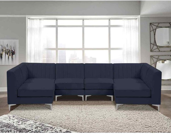The Range | Simply Eleganza Elena Modular Corner U Shape Sofa in Velour Fabric - Grey Simply Eleganza Elena Modular Corner U Shape Sofa in Velour Fabric - Grey