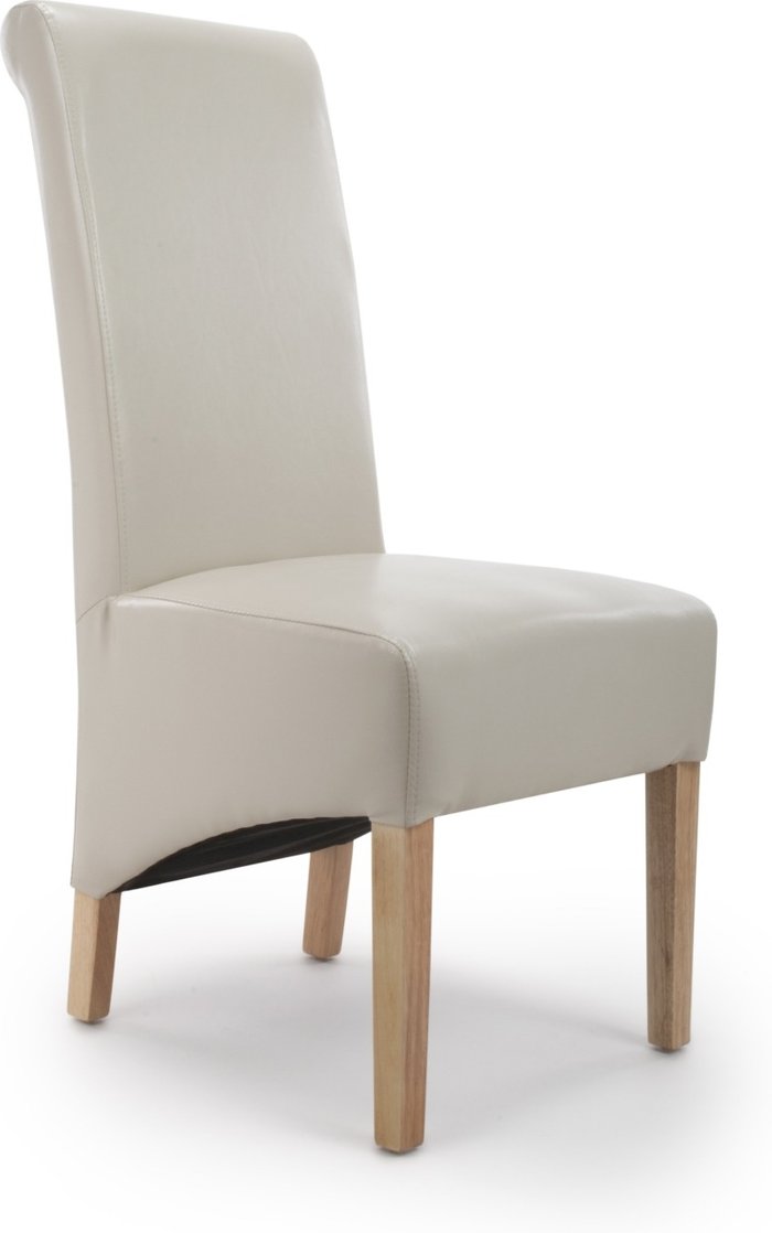 The Range | Shankar 2 x Shankar Krista Roll Back Bonded Leather Ivory Dining Chairs Shankar 2 x Shankar Krista Roll Back Bonded Leather Ivory Dining Chairs
