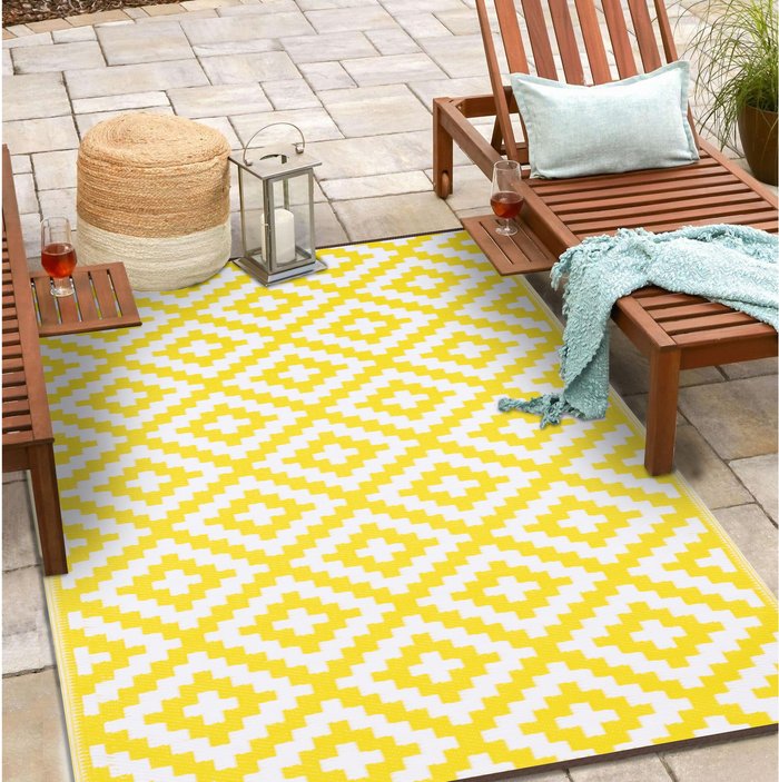 The Range | Green Decore Green Decore 90 x 150cm Reversible Outdoor Rug - Yellow/White Green Decore Green Decore 90 x 150cm Reversible Outdoor Rug - Yellow/White