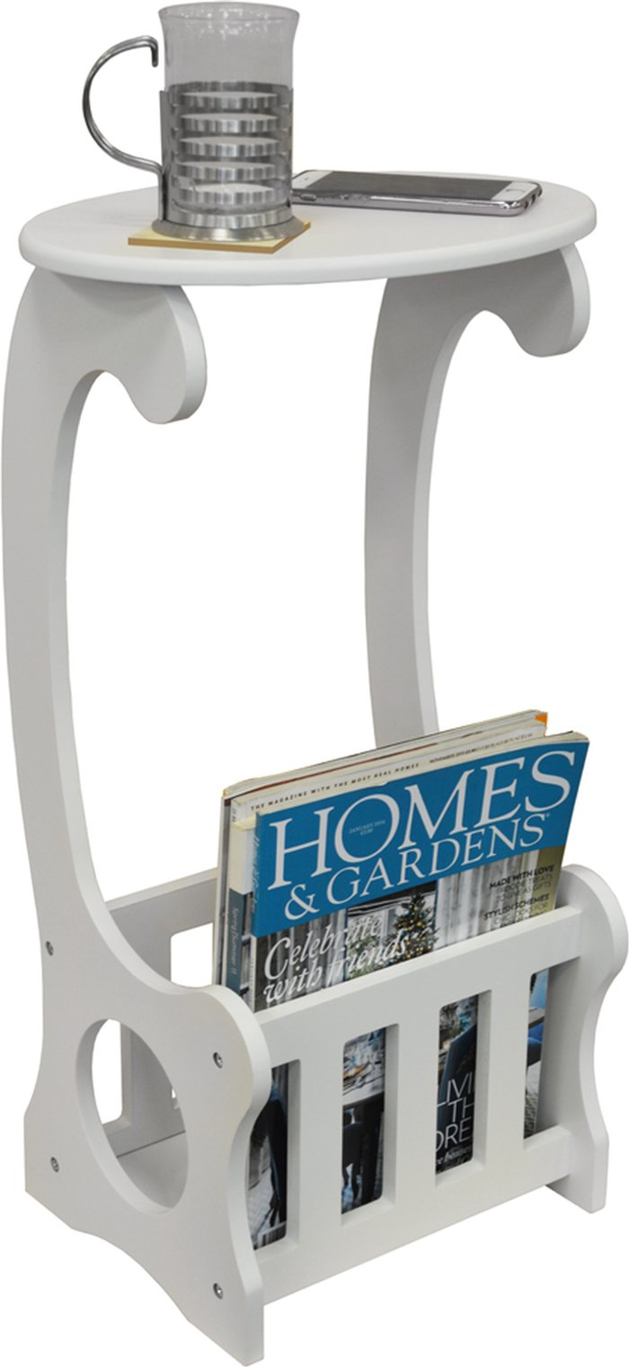 The Range | Techstyle Techstyle Scroll Side / End / Bedside Table With Magazine / Book Storage Rack White Techstyle Techstyle Scroll Side / End / Bedside Table With Magazine / Book Storage Rack White