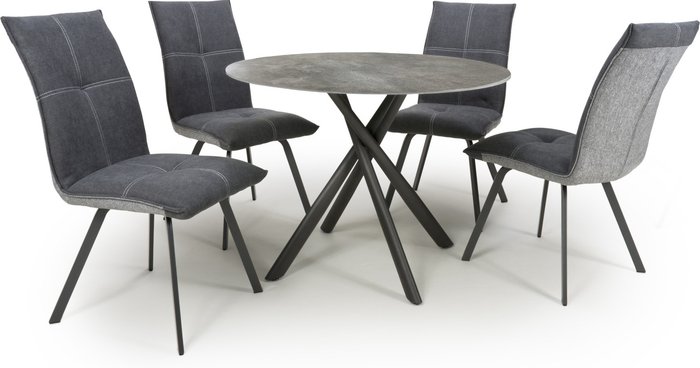 The Range | Shankar Shankar Avesta Grey Dining Table & 4 Ariel Dark Grey Dining Chairs Set Shankar Shankar Avesta Grey Dining Table & 4 Ariel Dark Grey Dining Chairs Set