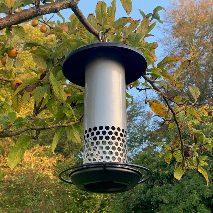 The Range | Selections Squirrel Resistant Hanging Bird Mealworm Feeder - Grey Selections Squirrel Resistant Hanging Bird Mealworm Feeder - Grey