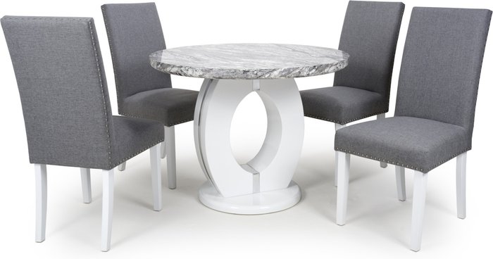 The Range | Shankar Shankar Neptune Round Dining Table & 4 Randall Steel Grey Dining Chairs Set Shankar Shankar Neptune Round Dining Table & 4 Randall Steel Grey Dining Chairs Set