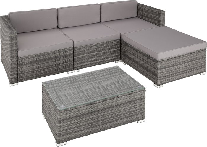 The Range | TECTAKE Tectake Florence 4-seater Rattan Lounge Sofa Set - Grey TECTAKE Tectake Florence 4-seater Rattan Lounge Sofa Set - Grey