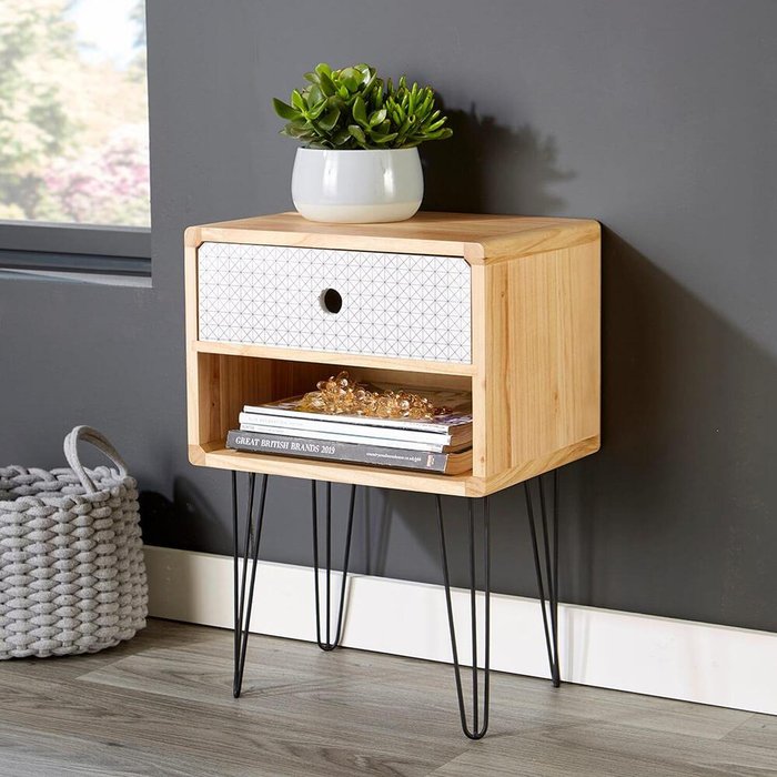 The Range | Home Source Genoa 1 Drawer Bedside Table Bedroom Storage Unit - Neutral Home Source Genoa 1 Drawer Bedside Table Bedroom Storage Unit - Neutral