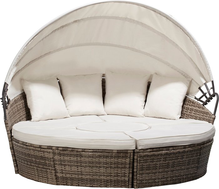 The Range | Garden Gear Garden Gear Modular Rattan Daybed with Table - Tonal Grey Garden Gear Garden Gear Modular Rattan Daybed with Table - Tonal Grey