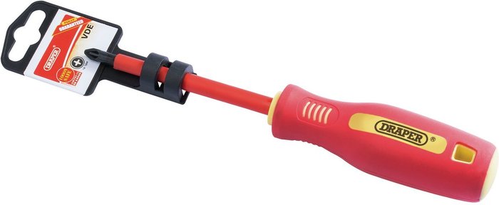 The Range | Draper Draper VDE Insulated Pozi Screwdriver PZ2 100mm Draper Draper VDE Insulated Pozi Screwdriver PZ2 100mm
