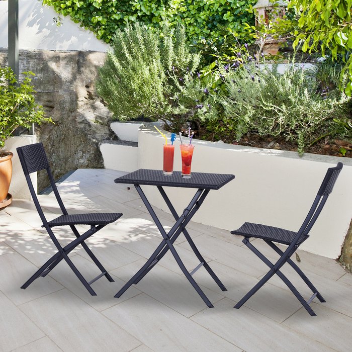 The Range | Outsunny 2 Chair Rattan Bistro Set - Black Outsunny 2 Chair Rattan Bistro Set - Black