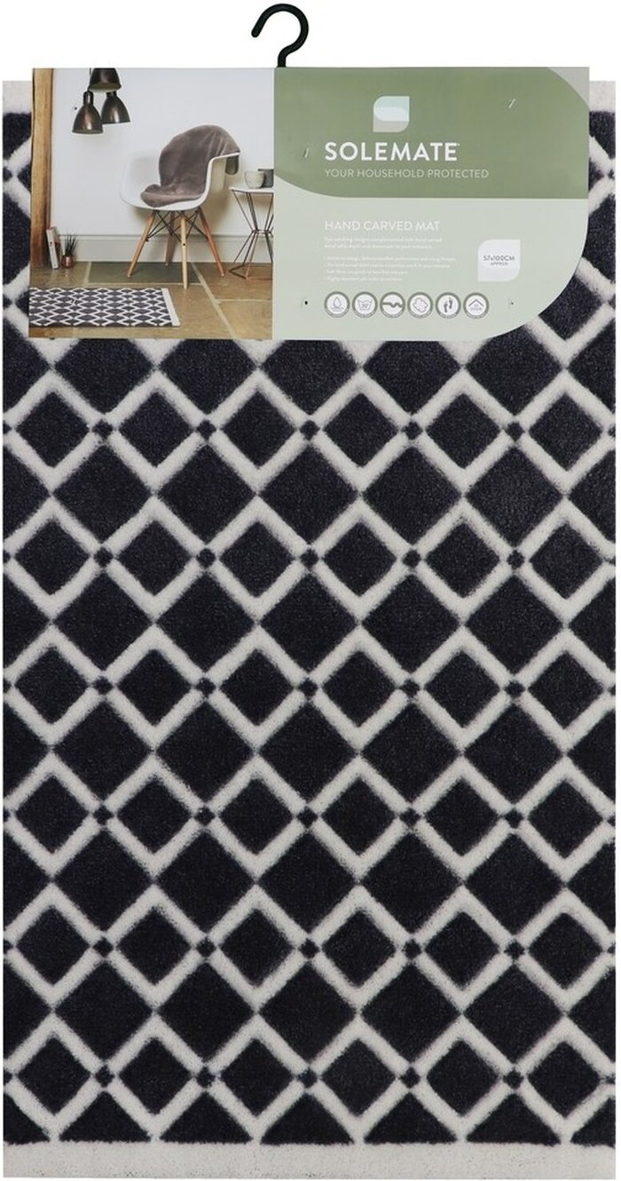 The Range | JVL JVL Solemate Hand Carved Diamond Pattern Mat, 57x100 - Black JVL JVL Solemate Hand Carved Diamond Pattern Mat, 57x100 - Black