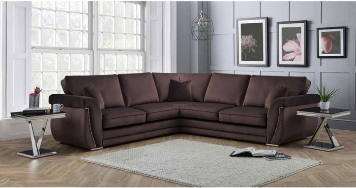 The Range | Simply Eleganza Luca Full Back Large Corner Sofa - Brown Simply Eleganza Luca Full Back Large Corner Sofa - Brown