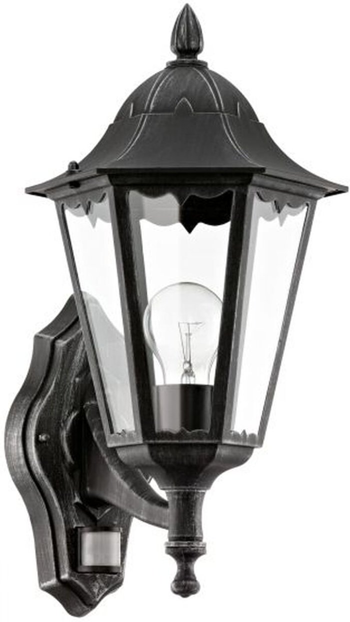 The Range | EGLO Navedo - 1 Light Outdoor Wall Lantern Black, Silver-Patina IP44, E27 - Eglo EGLO Navedo - 1 Light Outdoor Wall Lantern Black, Silver-Patina IP44, E27 - Eglo