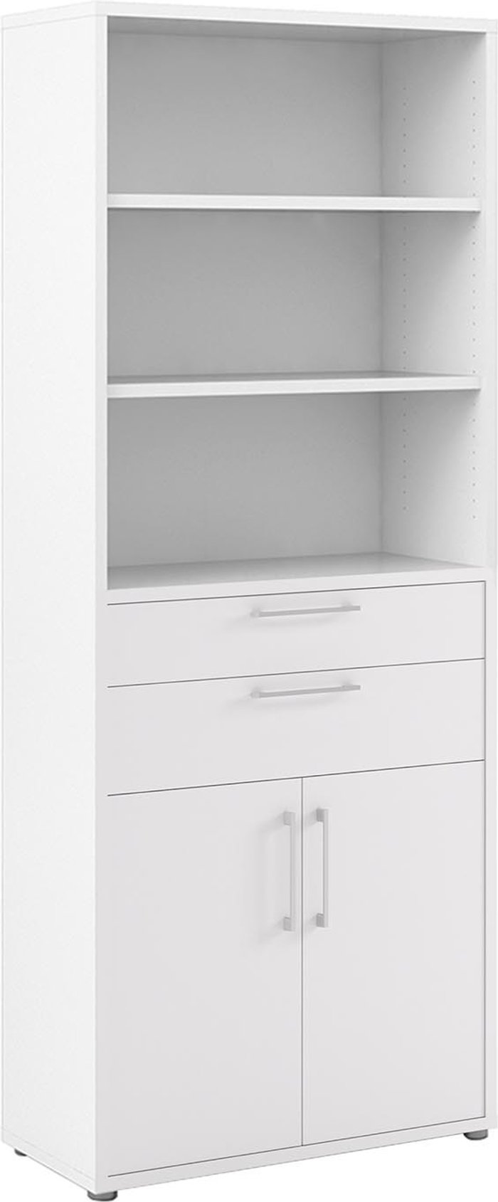 The Range | Furniture To Go Prima 3-Shelf 2-Drawer 2-Door Bookcase - White Furniture To Go Prima 3-Shelf 2-Drawer 2-Door Bookcase - White