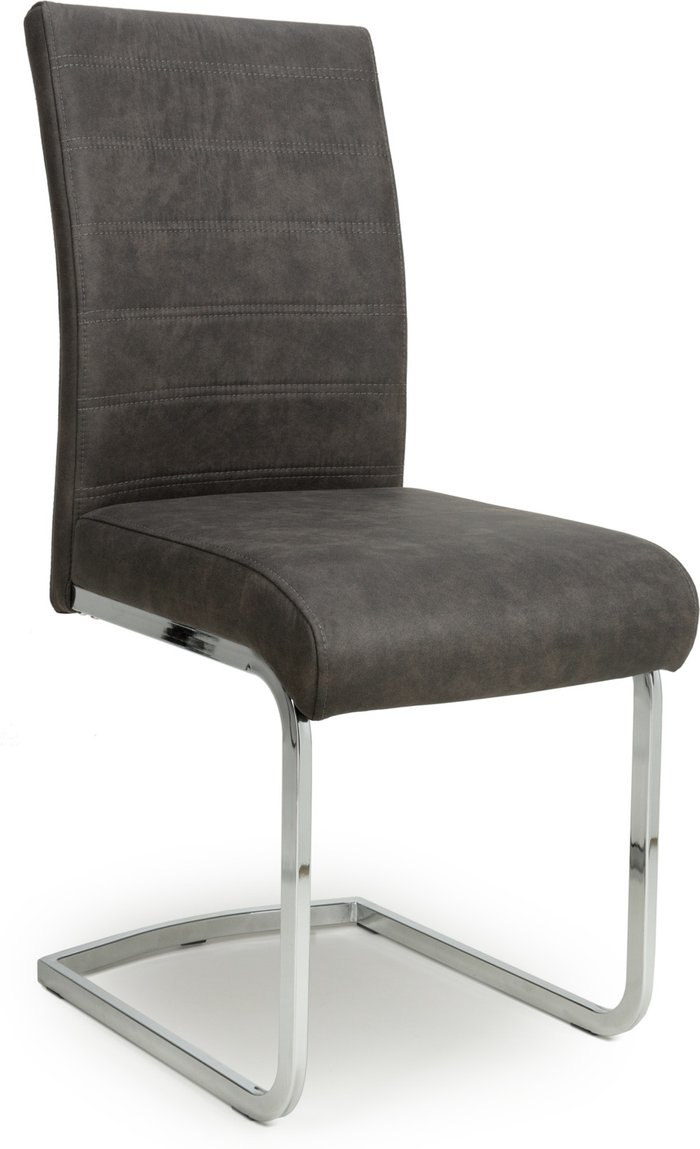 The Range | Pair of Callisto Suede Effect Dining Chairs - Dark Grey Pair of Callisto Suede Effect Dining Chairs - Dark Grey