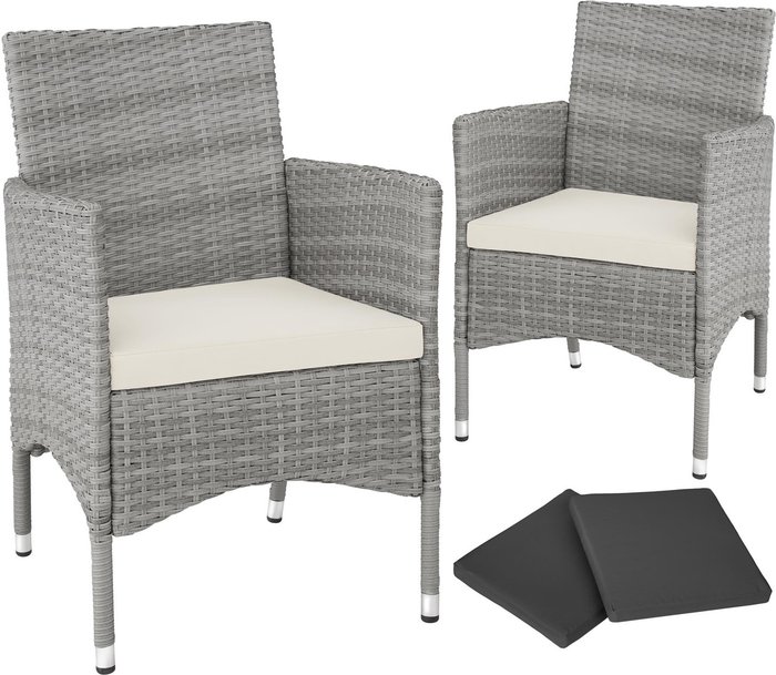 The Range | TECTAKE Tectake 2 Garden Chairs Rattan And 4 Seat Covers - Grey TECTAKE Tectake 2 Garden Chairs Rattan And 4 Seat Covers - Grey