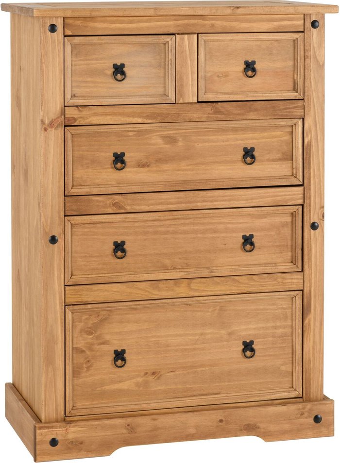 The Range | Seconique Corona 2 Over 3 Drawer Chest Distressed Waxed Pine - Distressed Waxed Pine Seconique Corona 2 Over 3 Drawer Chest Distressed Waxed Pine - Distressed Waxed Pine