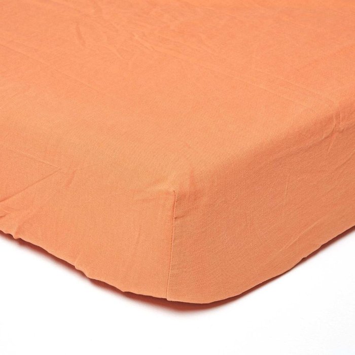 The Range | Homescapes Linen Fitted Sheet - Burnt Orange / Single Homescapes Linen Fitted Sheet - Burnt Orange / Single