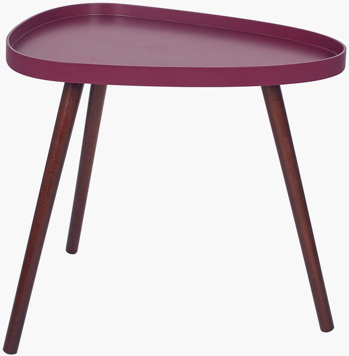 The Range | Raspberry MDF and Brown Pine Wood Teardrop Table Raspberry MDF and Brown Pine Wood Teardrop Table